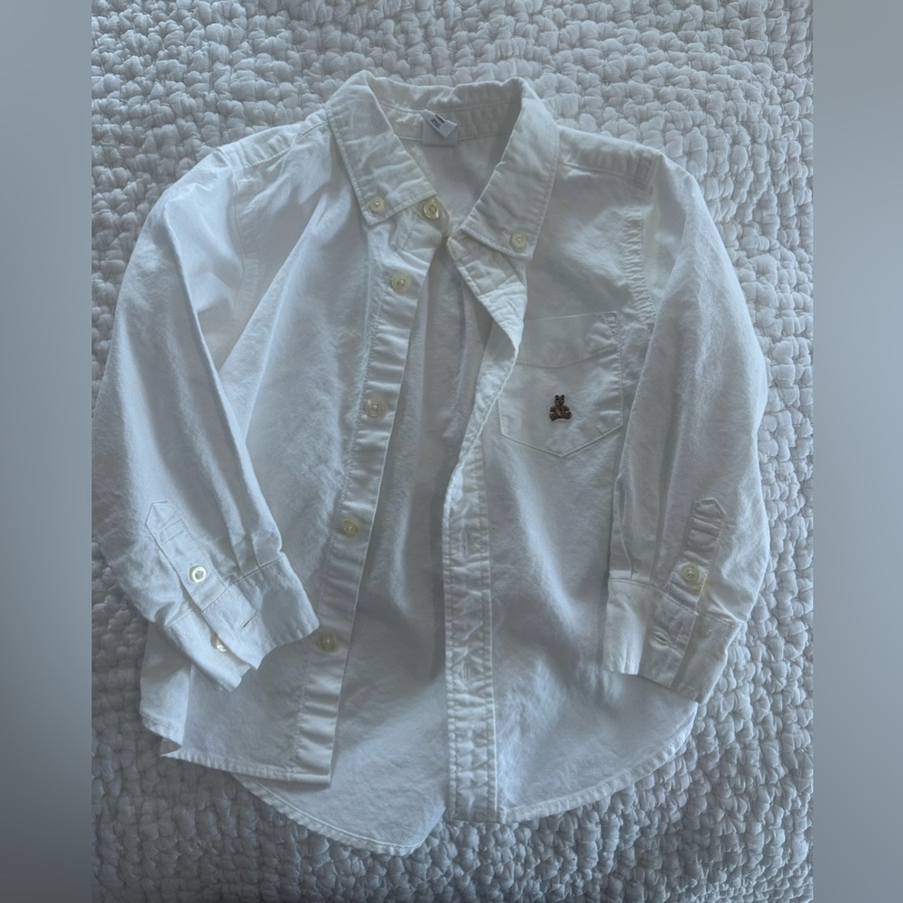 GAP Kids White Button-Down Shirt with Embroidered Logo